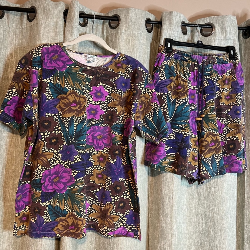 Floral Print Two-Piece Set Lauren Alexandra Sport Vintage Cotton set